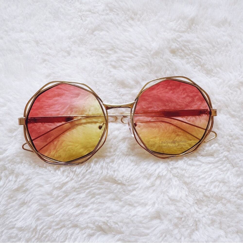 Seraphina Pink & Yellow Geometric Sunglasses